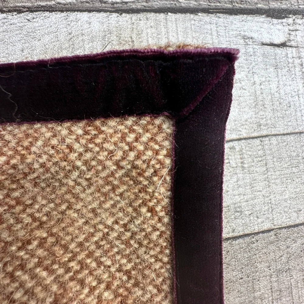 Ralph Lauren Barrington Purple Velvet Trim Brittany Wool Pillow Case‎ 28x21